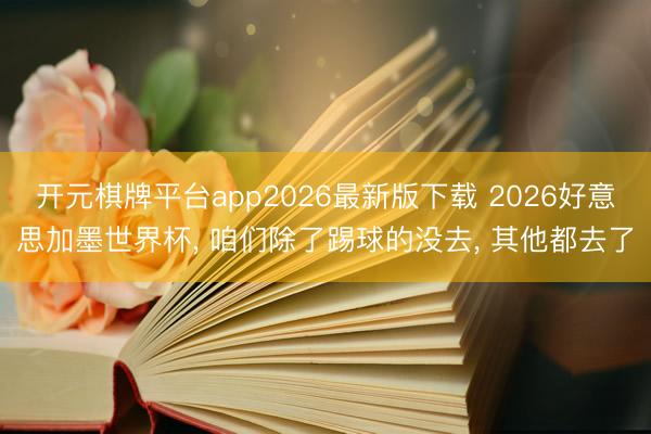开元棋牌平台app2026最新版下载 2026好意思加墨世界杯, 咱们除了踢球的没去, 其他都去了