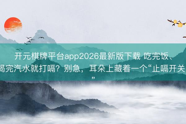 开元棋牌平台app2026最新版下载 吃完饭、喝完汽水就打嗝？别急，耳朵上藏着一个“止嗝开关”
